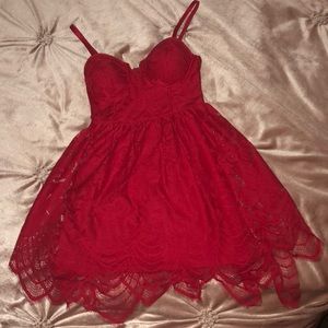 Mid thigh length red dress